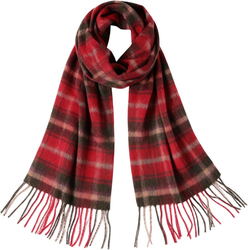 SKNSOFT Winter Wool Plaid Scarf for Men,Women Fashion Tartan Wrap Checkered Scarves - Image 2